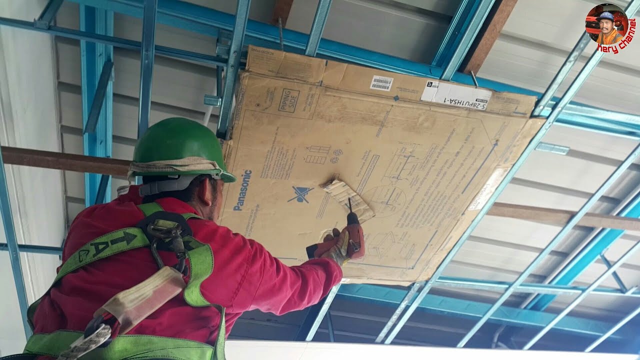Installation of cassette type panasonic air conditioner