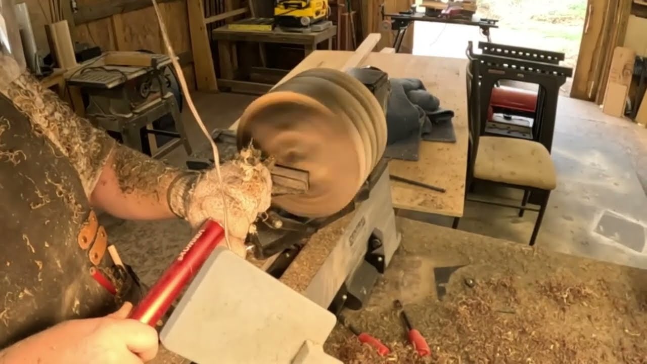 turning a bowl on the central machinery wood lathe from harbor freight, sneak peak!