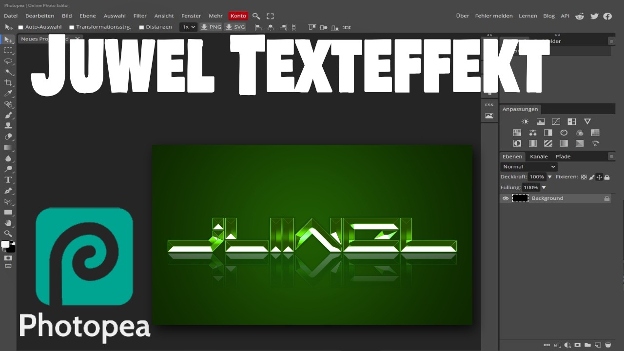 Photopea - Juwel Texteffekt