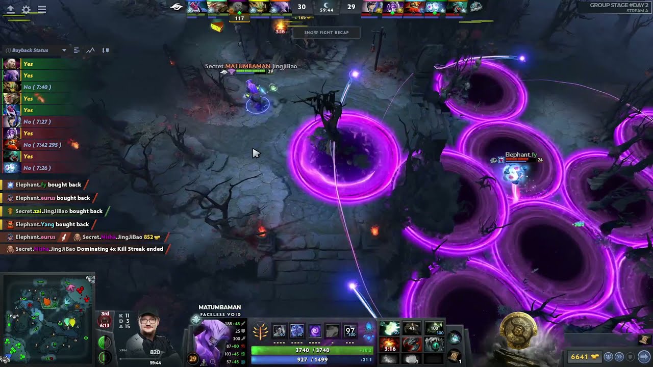 Matumbaman got 20 sec Stun locked - Dota 2 TI10 (Secret vs Elephant)