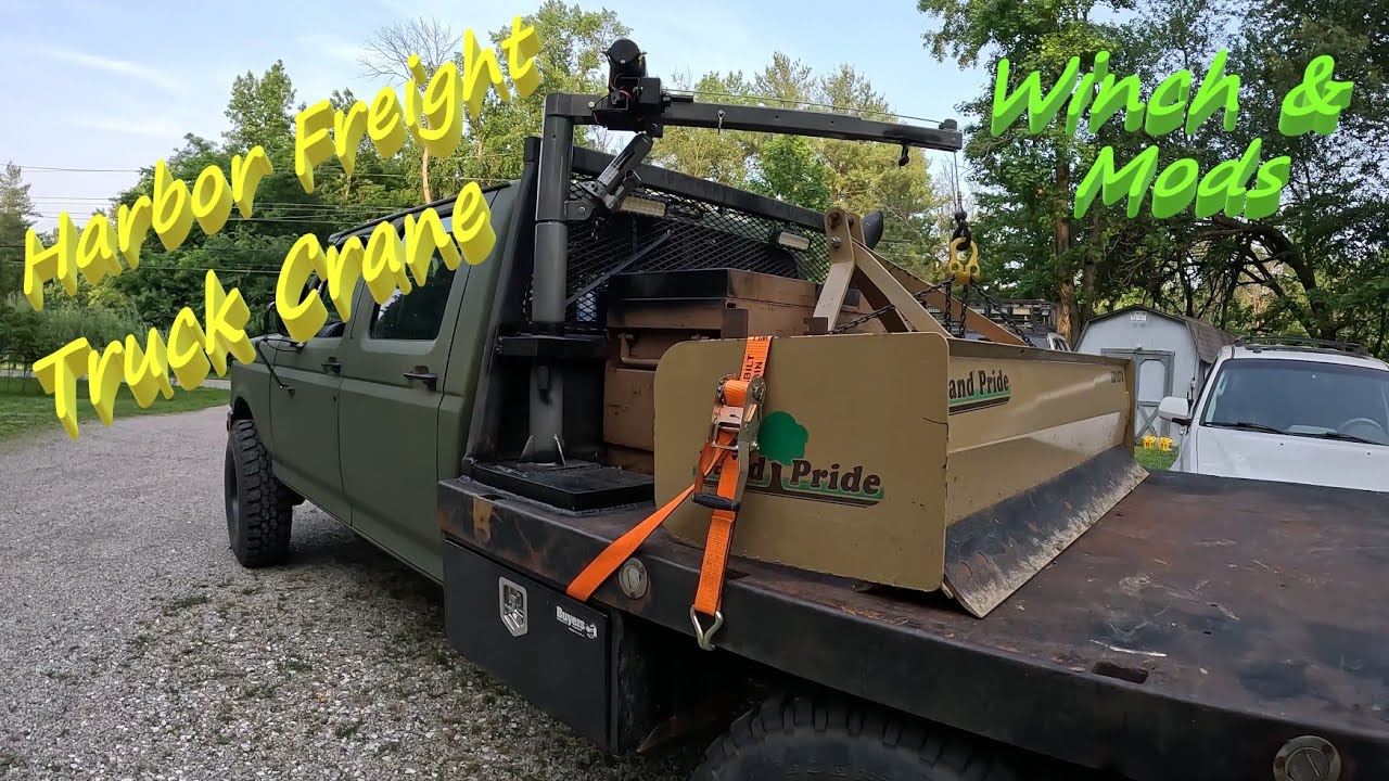Harbor Freight Bed Crane Installed On The Flatbed - Powered By Dewalt - Winch & Mods - DIY