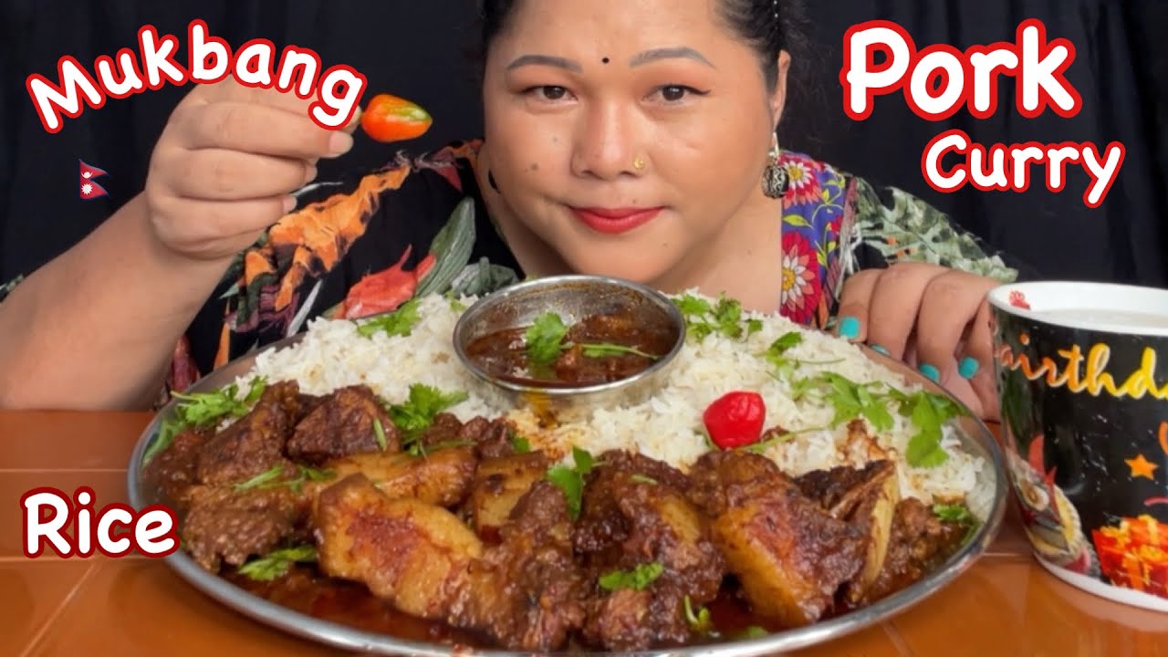Nepali Style pork Curry with Rice 🐷 Dalle Khursani | Chili | Spicy Pork Curry Mukbang 
