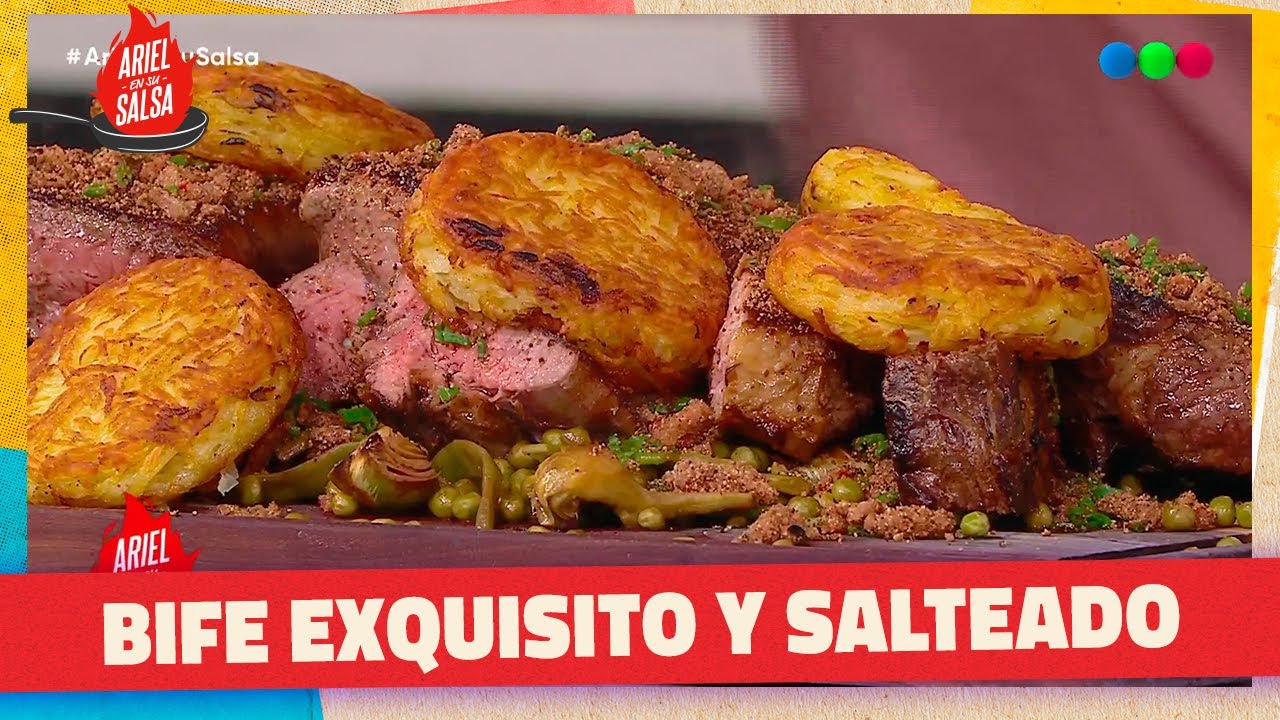 Factura Salada - Bife Americano y Salteado - Torta Fraisier | ARIEL EN SU SALSA