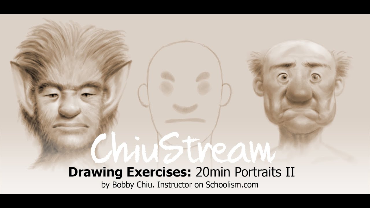 Drawing Exercises: 20 min stylized portraits