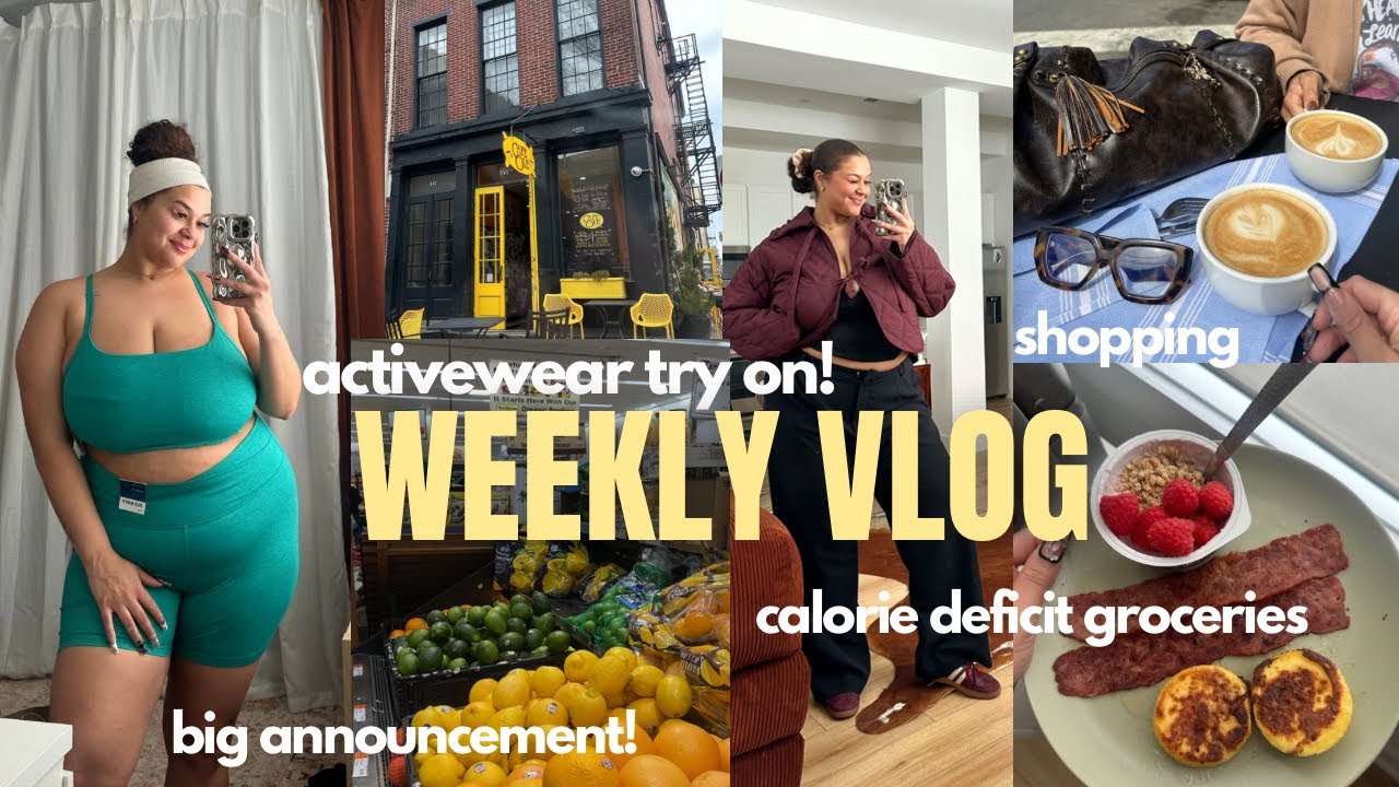 WEEKLY VLOG | *activewear* plus size try-on, shopping, calorie deficit groceries ♡