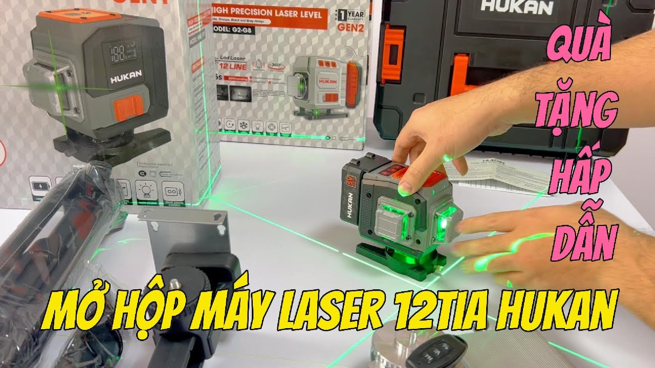 Mở Hộp M&aacute;y C&acirc;n Bằng Laser 12 Tia HuKan #cơkh&iacute;anhcường #laser #hukan #oplatgach #xaydung