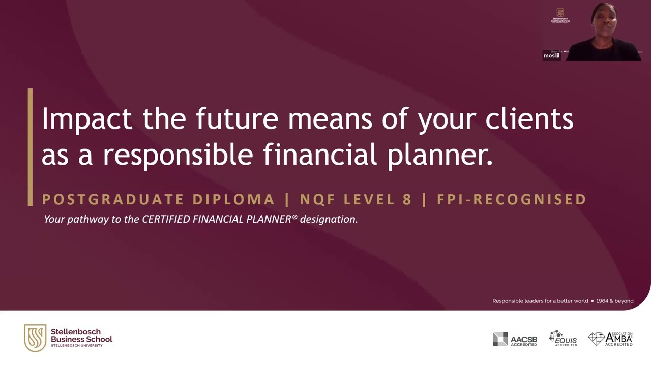 PGDip Financial Planning Virtual Open Day 2026 | Stellenbosch Business School