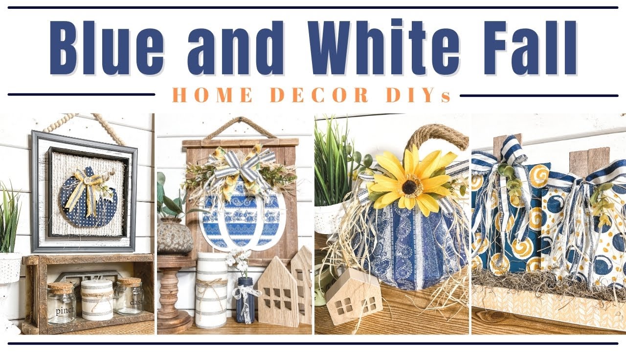 😱  GORGEOUS High End Dollar Tree DIYs Blue and White Fall Decor 2021