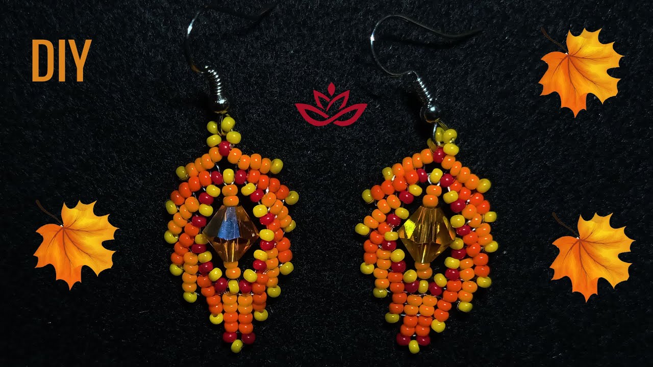 Autumn Leaves Beaded Earrings - Tutorial || DIY