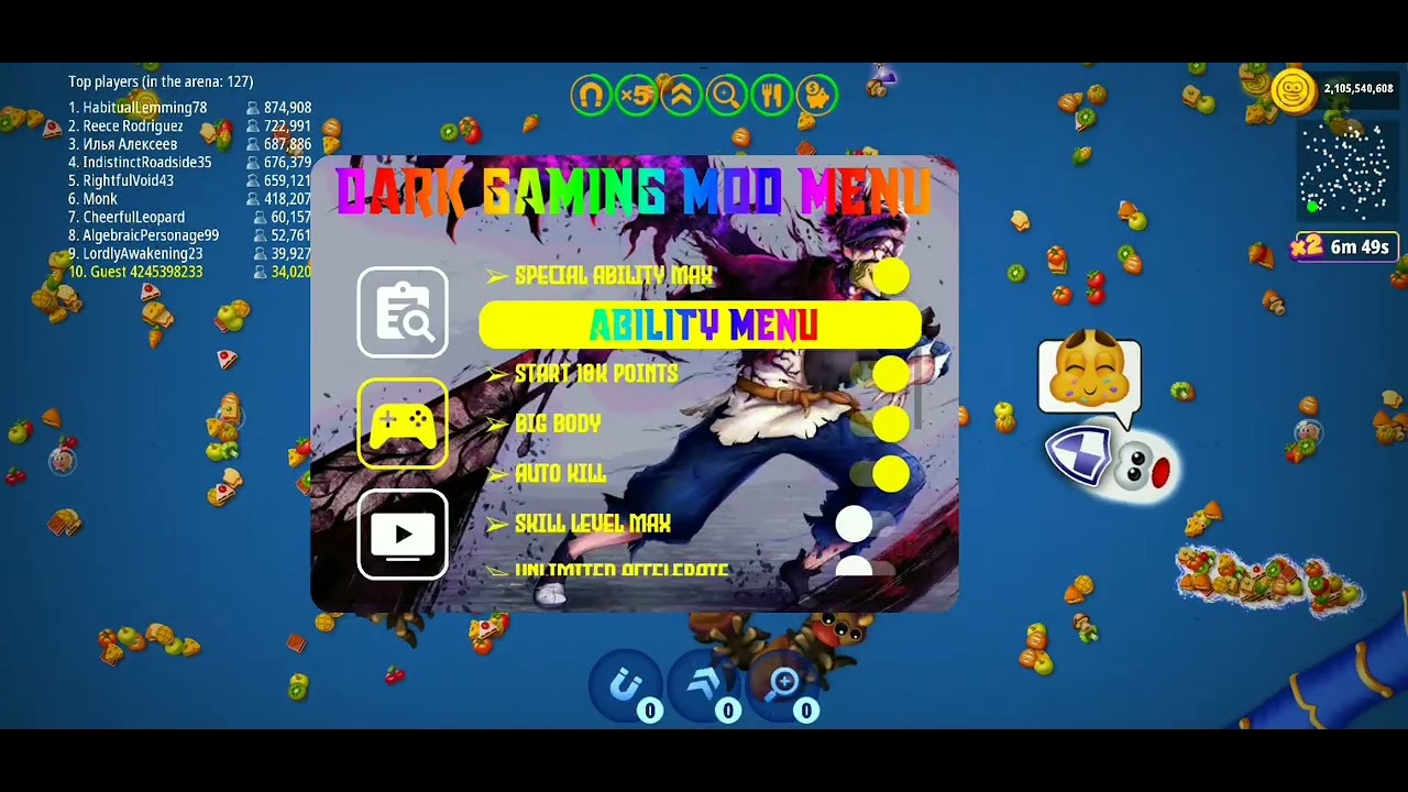 Worms Zone Mod Menu by dark gaming 