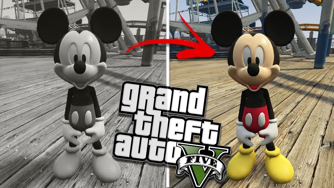 МОД МИККИ МАУСА (геймплей модов GTA 5 для ПК)
