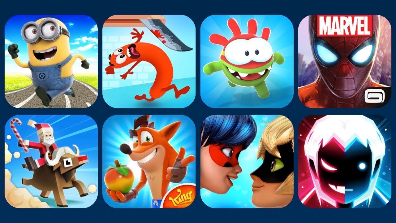 Minion Rush, Sausage Run, Crash on the Run, Om Nom Run, Spiderman, Miraculous Ladybug, Slash Girl