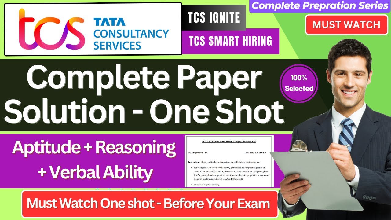 🔥TCS Smart & Ignite Complete Paper Solution in One Shot | Numerical Ability + Reasoning + Verbal