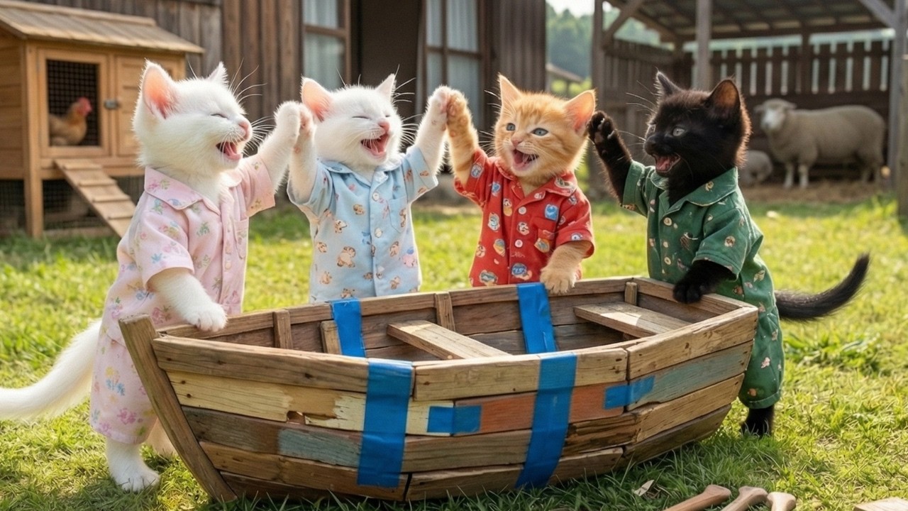 Tiny Kittens Build a Boat & Get Stranded on Island 🐱🚤🏝️