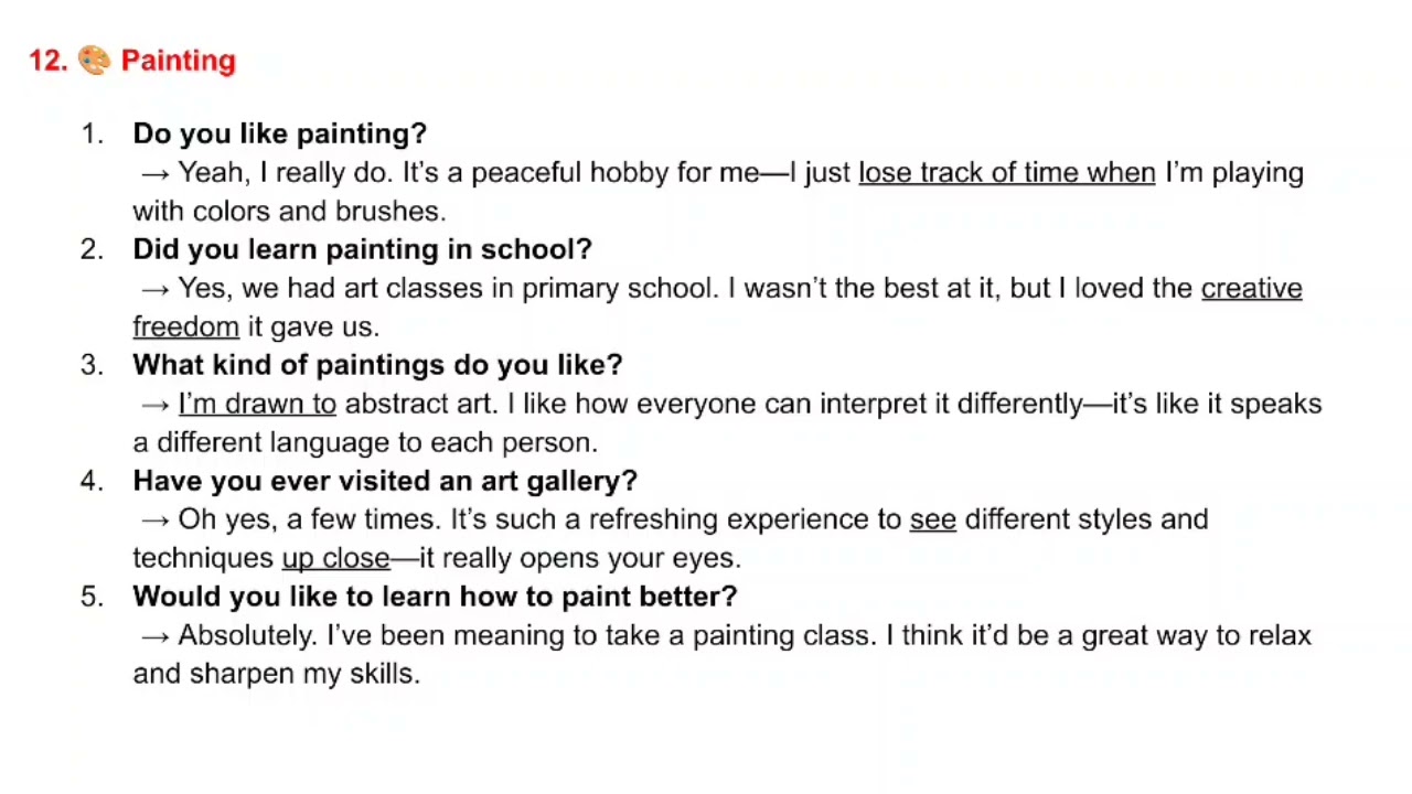 SPEAKING SAMPLES - TOPIC 12 PAINTING 