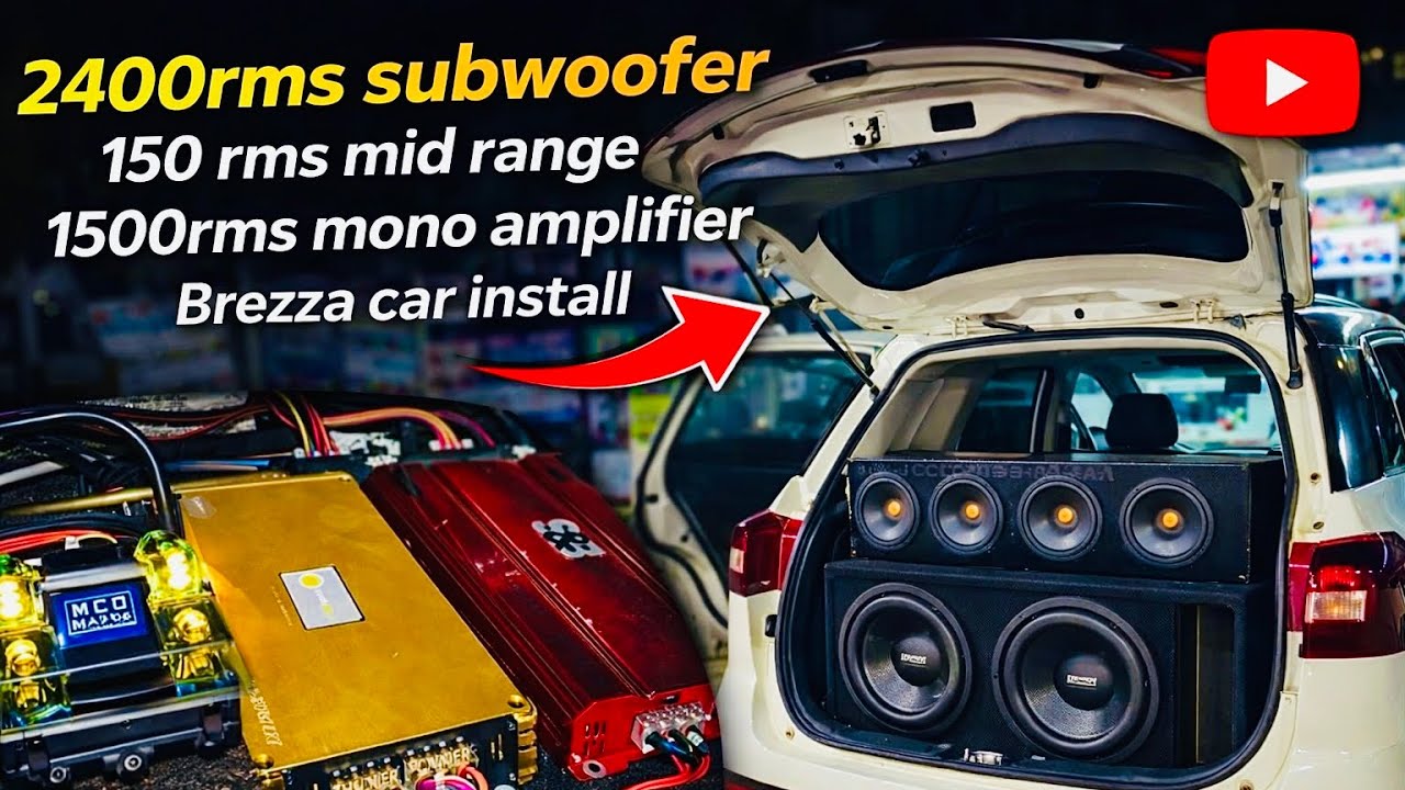 Car Music System Brezza car 1200RMS 2 Sait 2400RMS Subwoofer 4 amplifier Install #carmusic #carlover