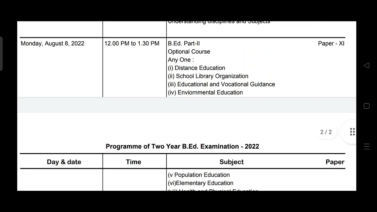 #MGSU B.Ed time table 2022 ||