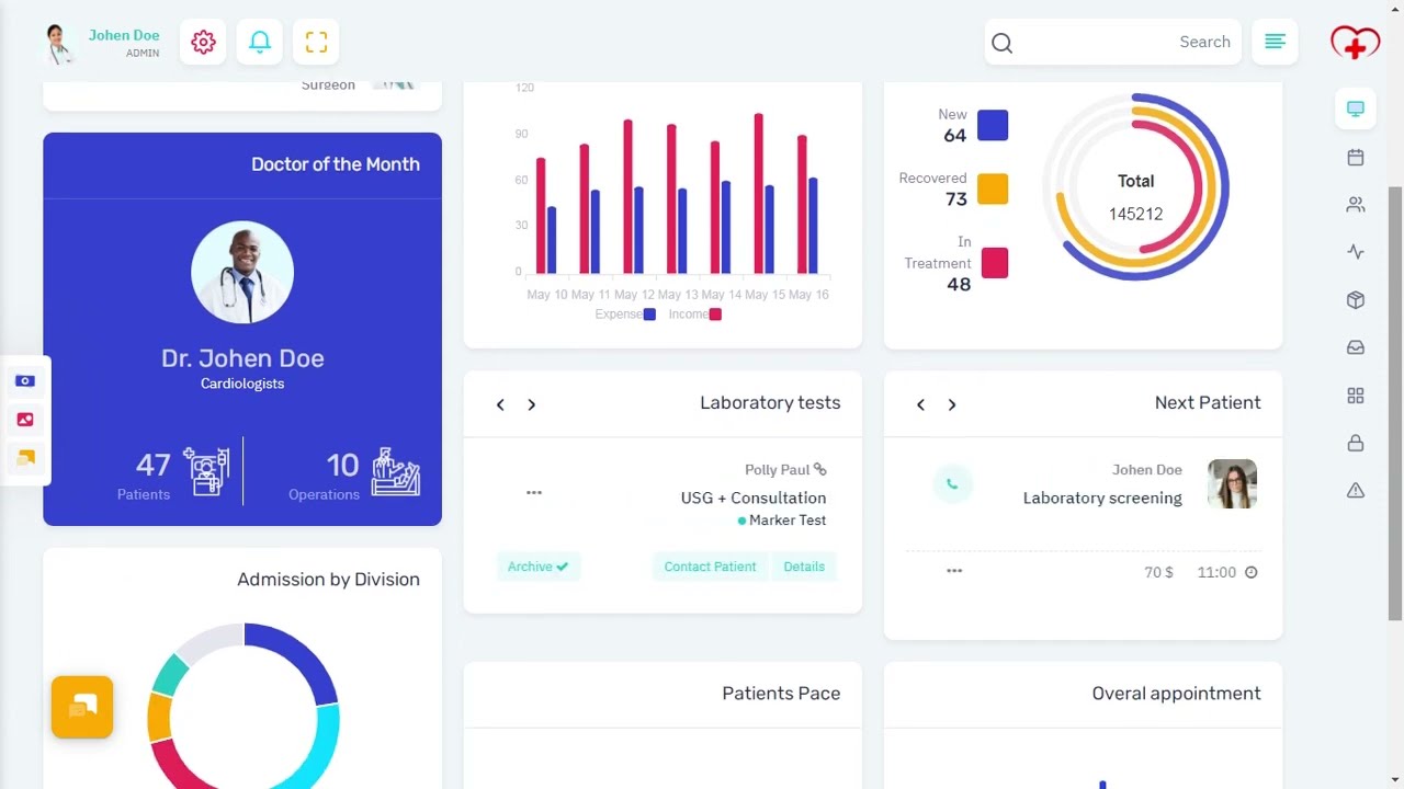 Medical Dashboard Bootstrap Admin Template with RTL Light Theme
