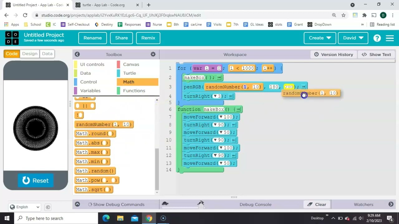 Using Turtle in App Lab on code.org