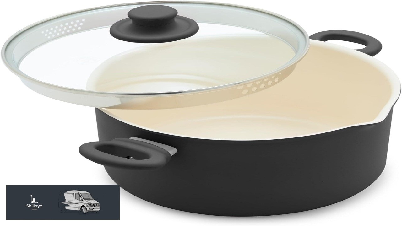 GreenLife 6QT Ceramic Nonstick Stockpot with Glass Straining Lid PFAS Free Dishwasher