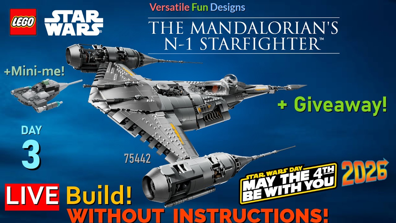 ✨ LEGO Star Wars UCS The Mandalorian's N-1 Starfighter 75442 LIVE Build WITHOUT INSTRUCTIONS! Day 3