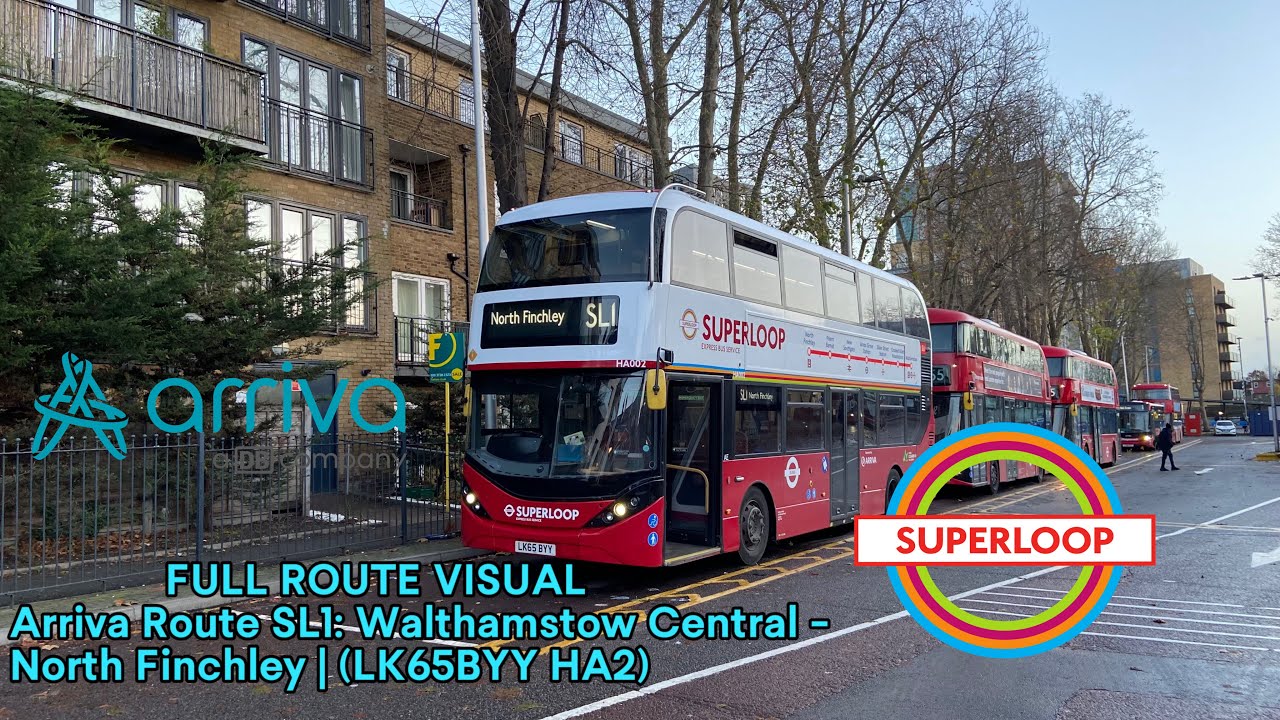 FULL ROUTE VISUAL | London Bus Route SL1: Walthamstow Central - North Finchley (LK65BYY HA2)
