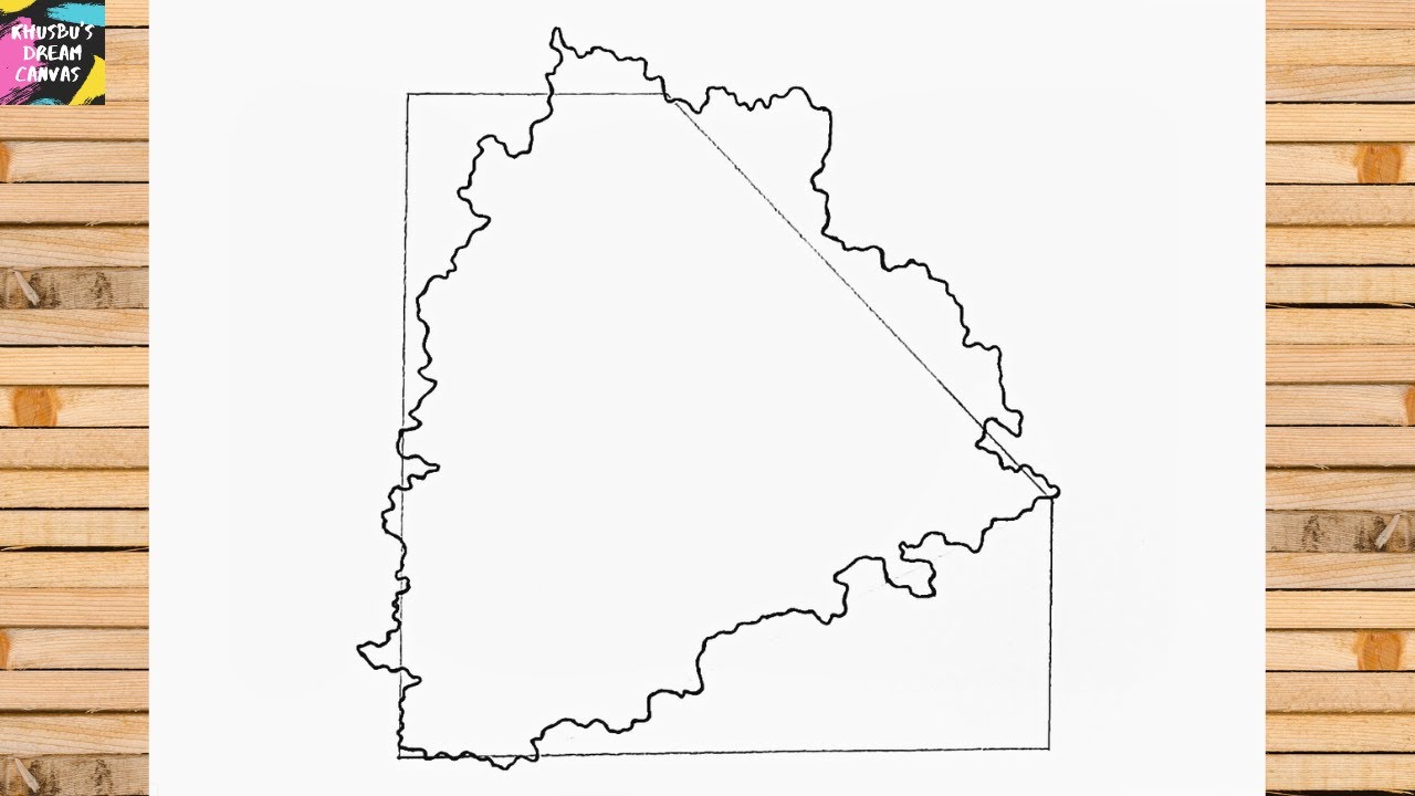 How to draw telangana map easily | Telangana map outline drawing