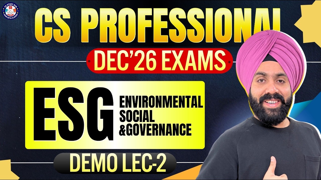 🎯  ESG (Environmental, Social & Governance) Demo Lec-2 📖 CS Professional Dec 2026 Preparation 🚀