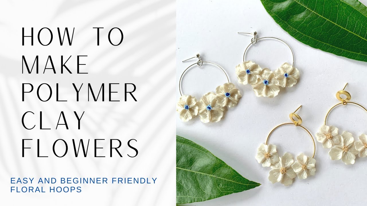 How To Make Easy Polymer Clay Flowers - Polymer Clay Floral Hoop Tutorial