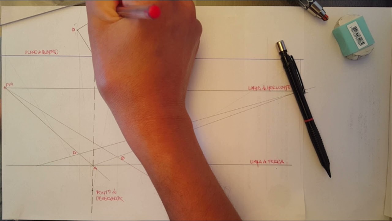 PERSPECTIVA - PONTO DIAGONAL - MEDIDAS - QUADRICULA - RETÍCULA