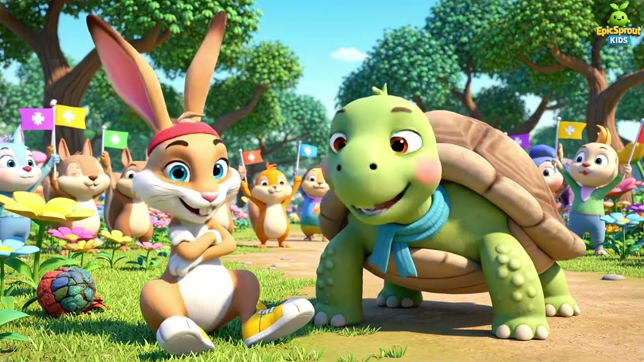 Russian | Заяц и черепаха | The Hare and the Tortoise | kids song
