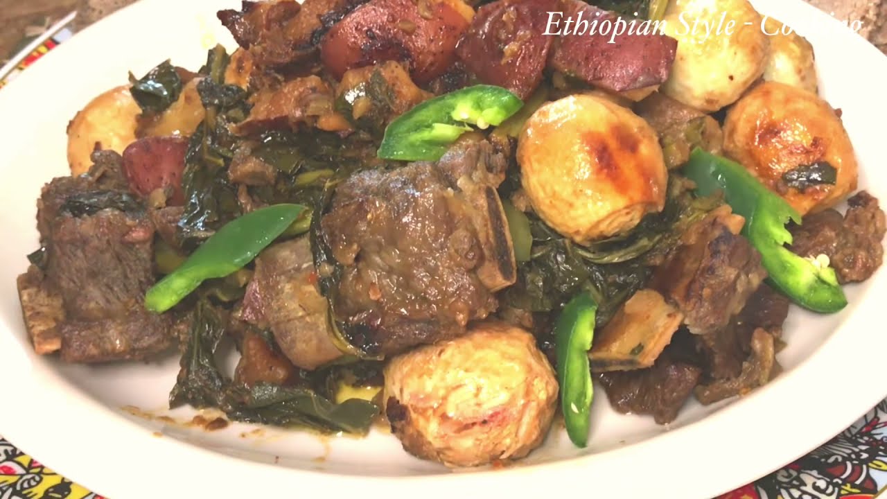 Ethiopian Food - ጎመን በስጋ እና በድንች | Beef with Collard greens | #ethiopianfood #gomenbesiga