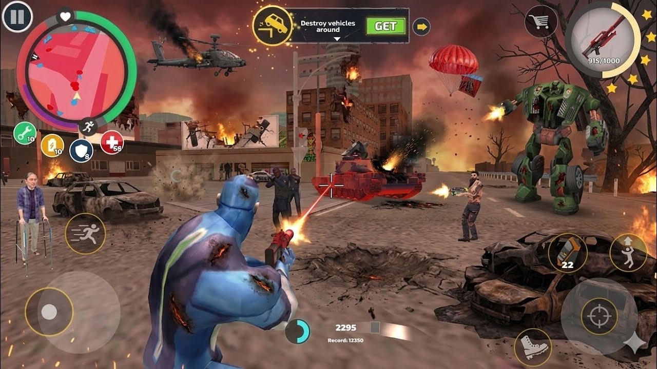 Rope Hero Vice Town 🔥 BQ Laser Gun vs Tank & Robot Destruction | HD Android