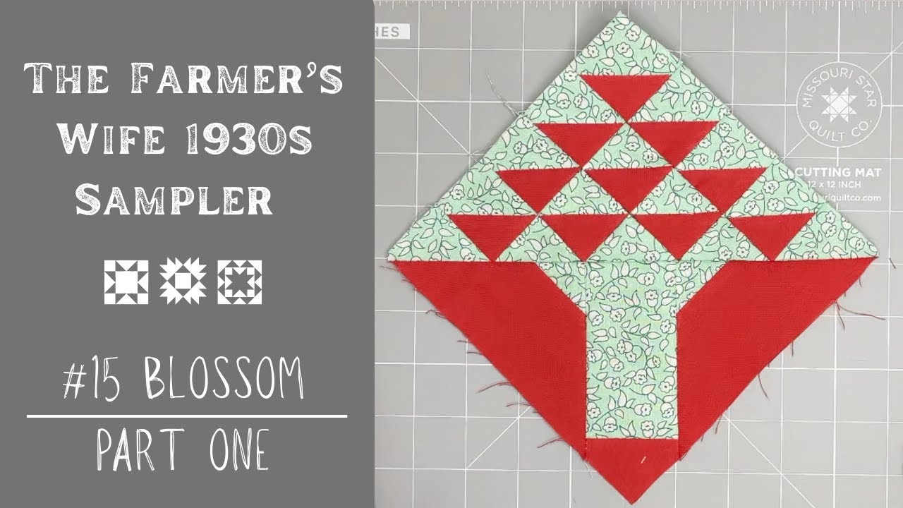 #15 PART ONE The Farmer's Wife 1930s Sampler Quilt: How to Make Block #15 Blossom