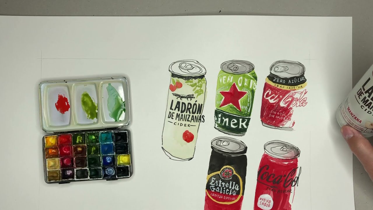 Drawing drink cans 1