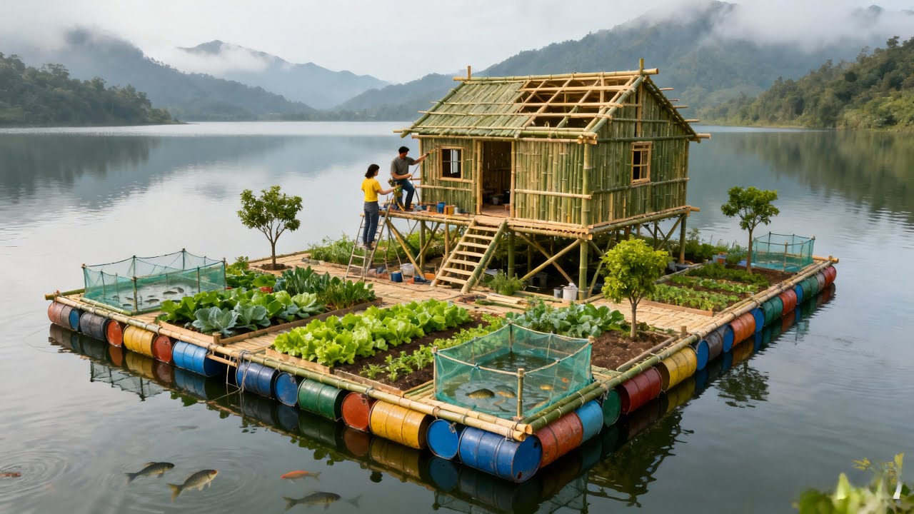 The talented couple built a floating house in the middle of the ocean in 349days