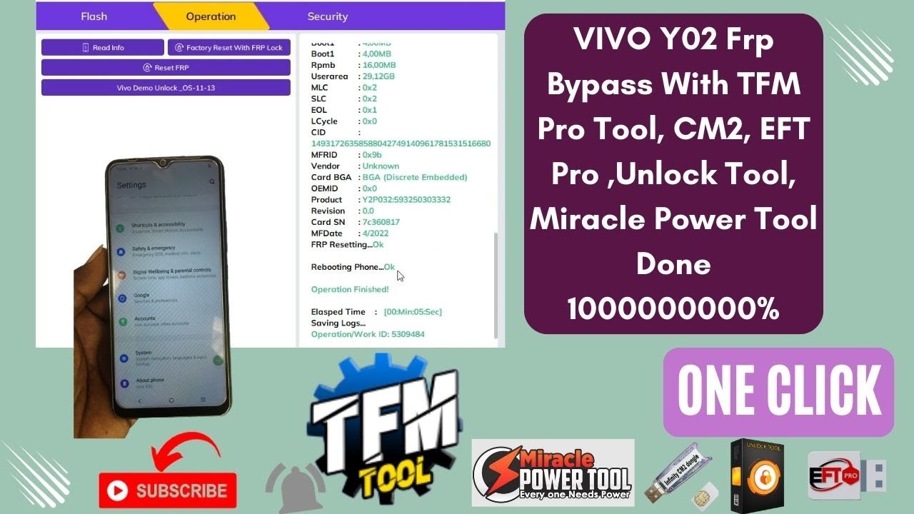 VIVO Y02 Frp Bypass With TFM Pro Tool, CM2, EFT Pro ,Unlock Tool Done 1000000000%