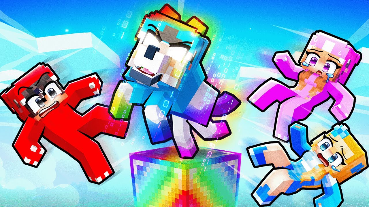 I Pretended to be a DOG on a RAINBOW One Block With Crazy Fan Girl In Minecraft!