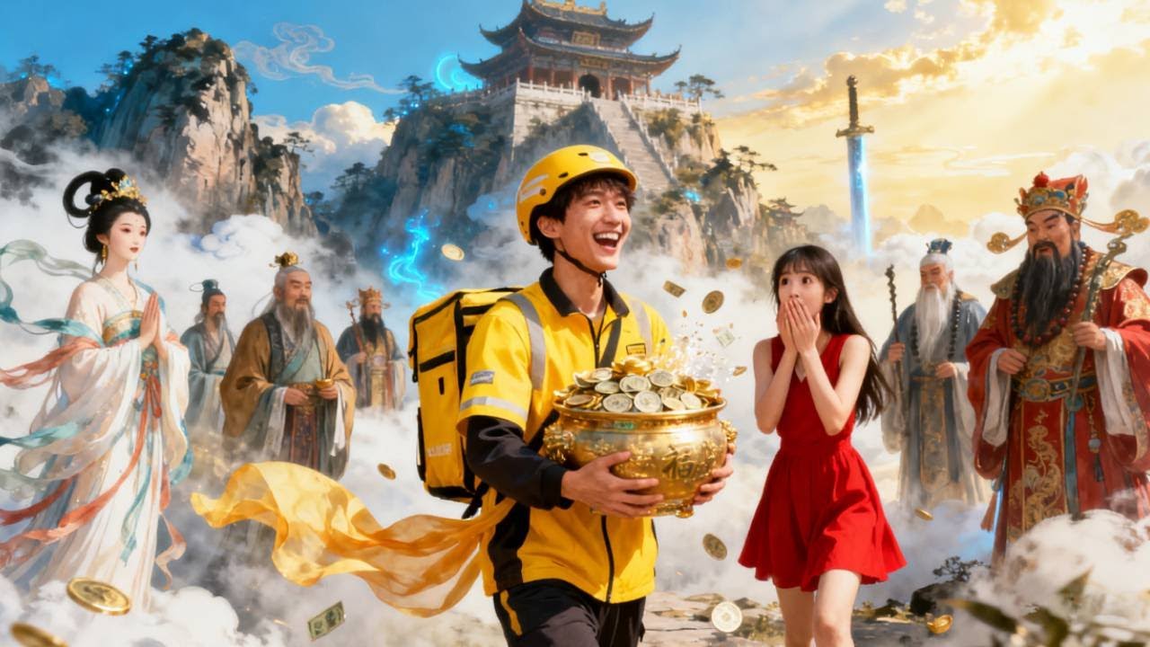 廢物贅癇被丈母娘羞辱，不料他竟是天庭外賣員，財神賜他金寶盆，隨意爆金幣，打臉所有羞辱他的人！ #逆袭  #穿越  #反转