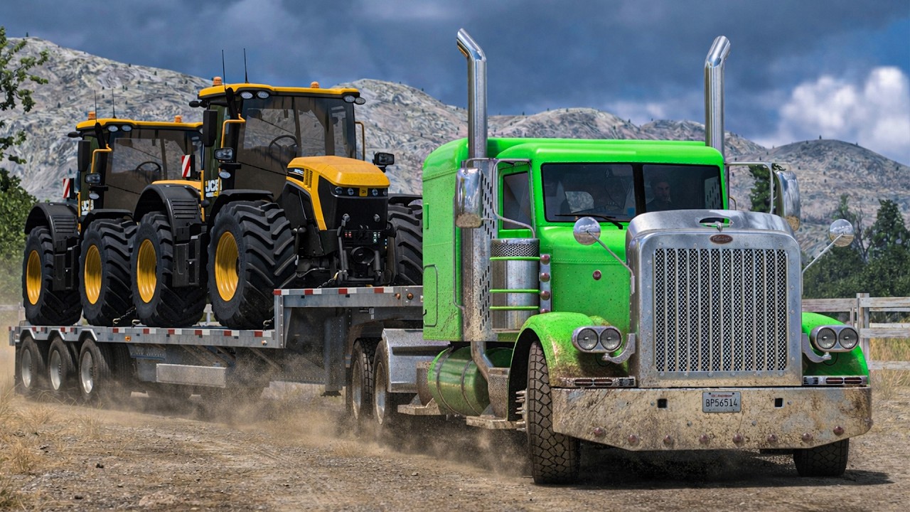 Heavy Haul – Peterbilt 389 600HP Transporting 2 JCB Fastrac 4220 | Jackpot to Fresno | ATS