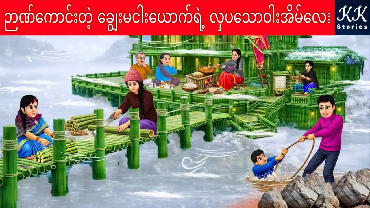 ဉာဏ်ကောင်းတဲ့ ချွေးမငါးယောက်ရဲ့ လှပ‌သောဝါးအိမ်လေး... KK Stories Official