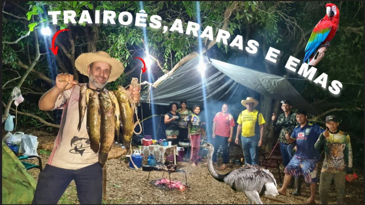 Acampamos em MS! Trairão bruto na linha araras e emas selvagens pelo caminho!