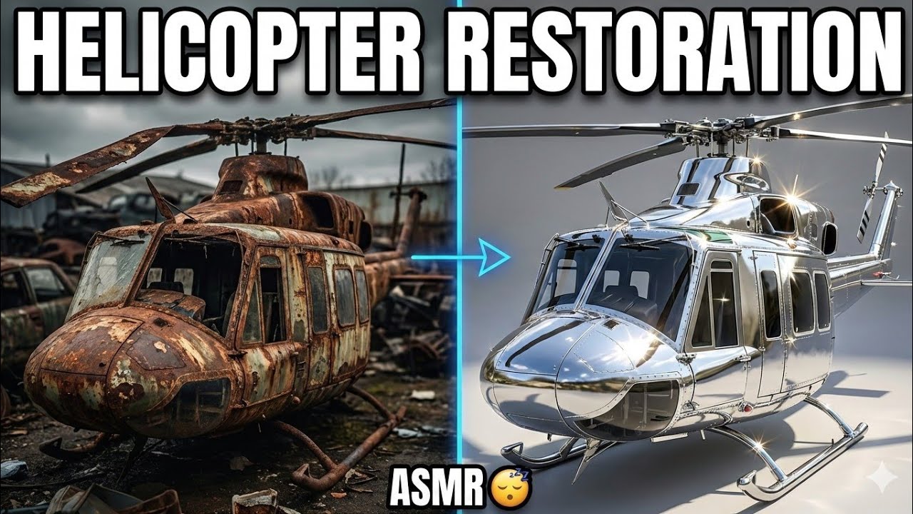 Abandoned Helicopter Restoration ASMR | Extreme Rust Removal & Satisfying Sounds#viral 