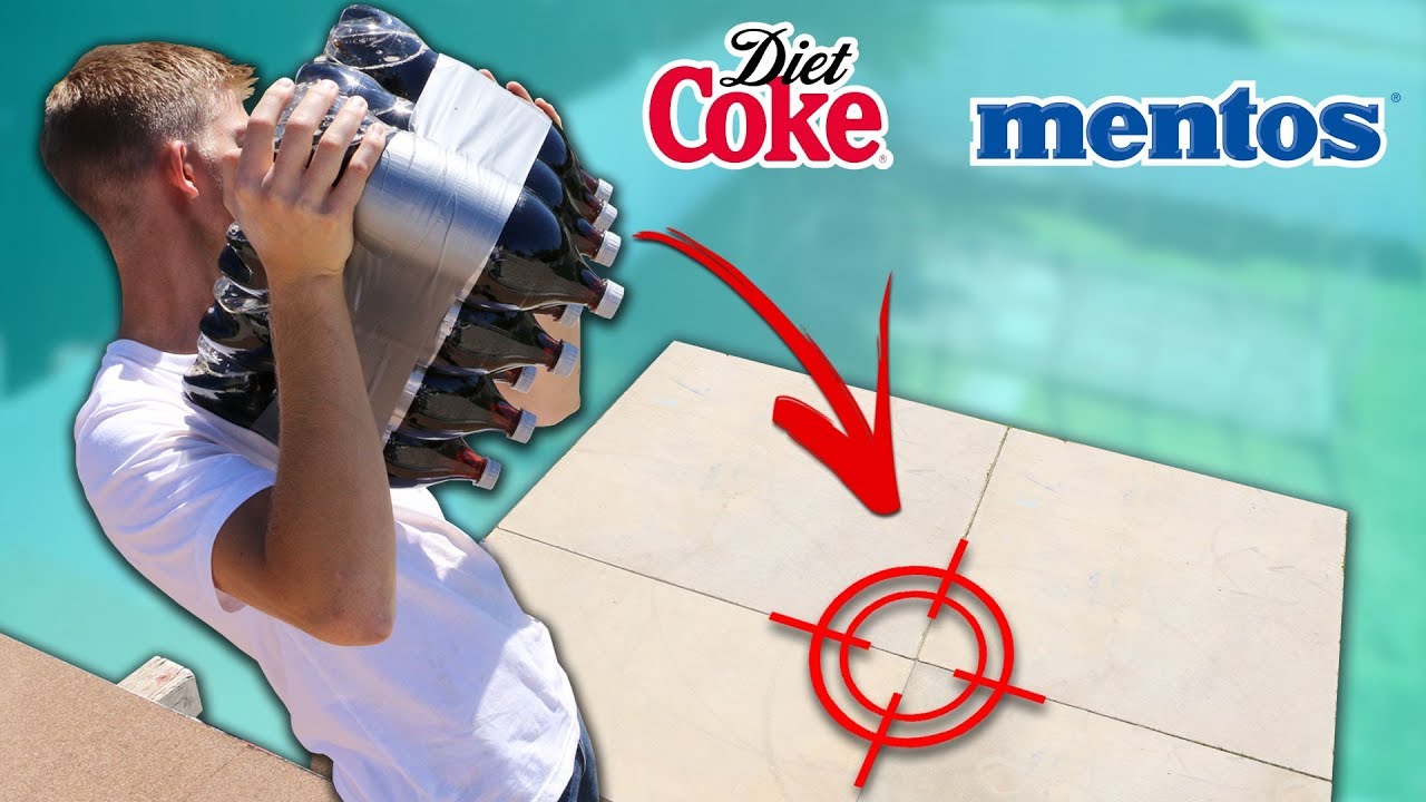 Coke + Mentos BOMB Drop Test (10 Soda Bottles)