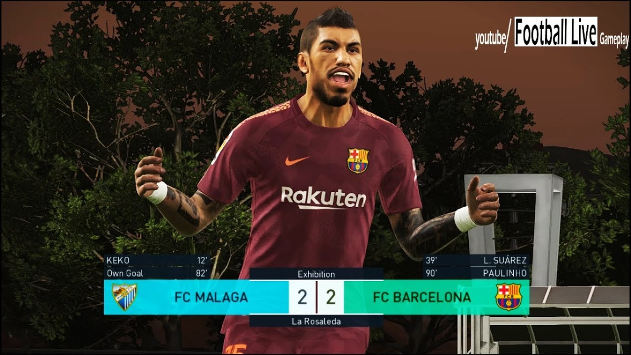 PES 2018 | FC Malaga vs FC Barcelona | Amazing goal in 90 min | Gameplay PC