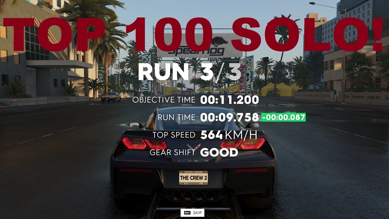 The Crew 2 Drag Top100 solo run  / Top 10 ghosting Tutorial