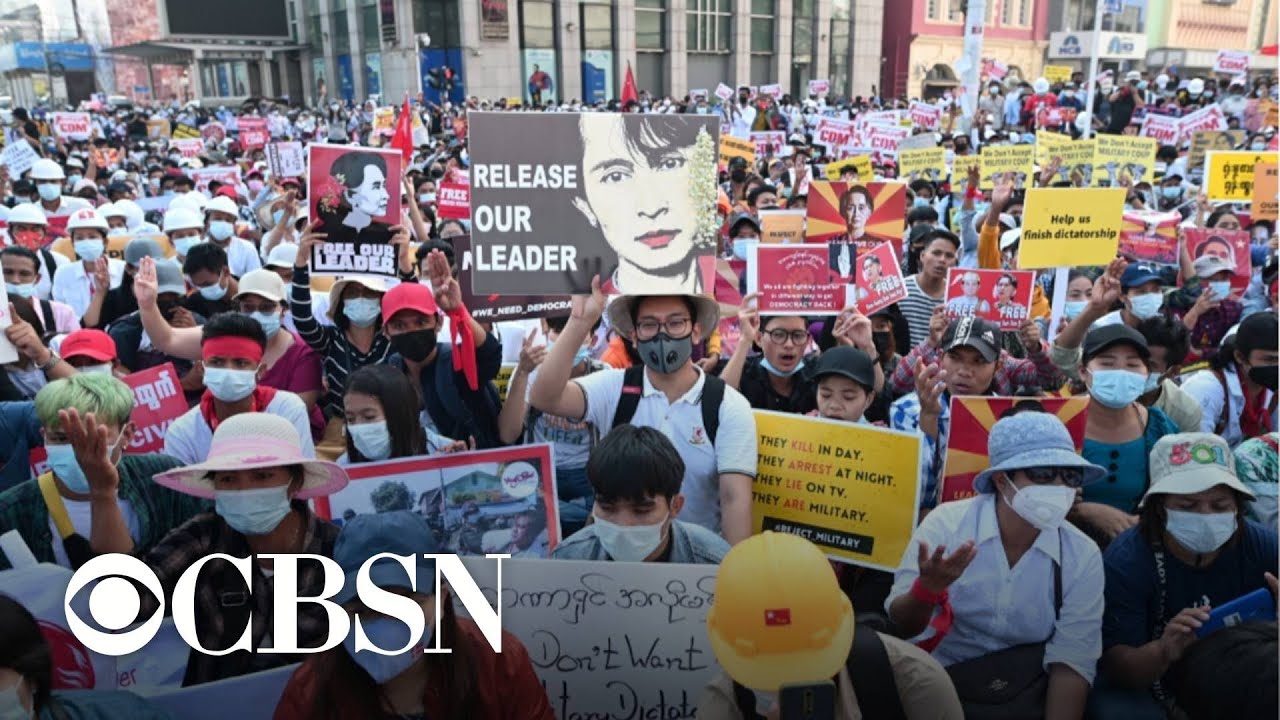 Protesters march in Myanmar amid growing fears of violence from military