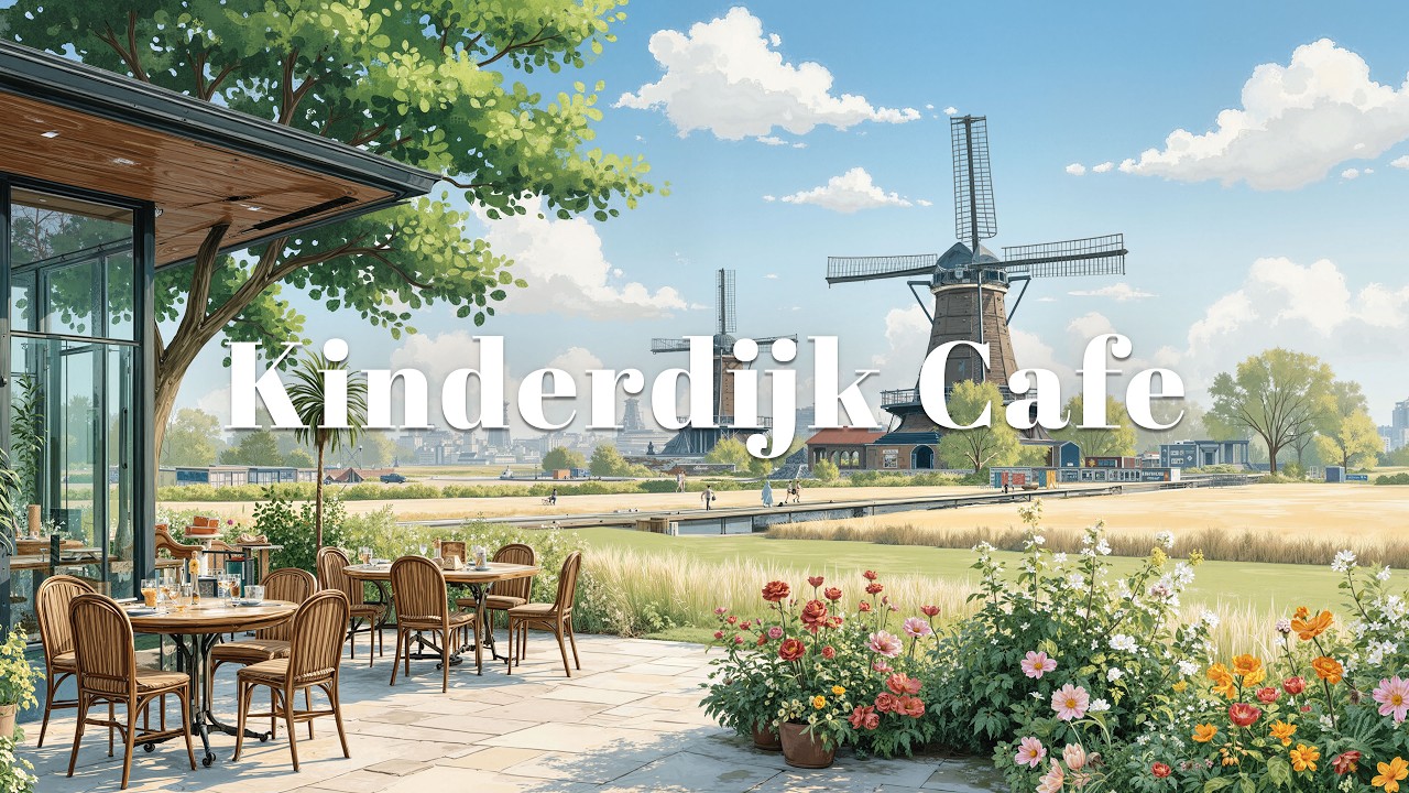 Kinderdijk Cafe 🌿 Windmill Jazz Ambience | Relaxing Dutch Cafe Music