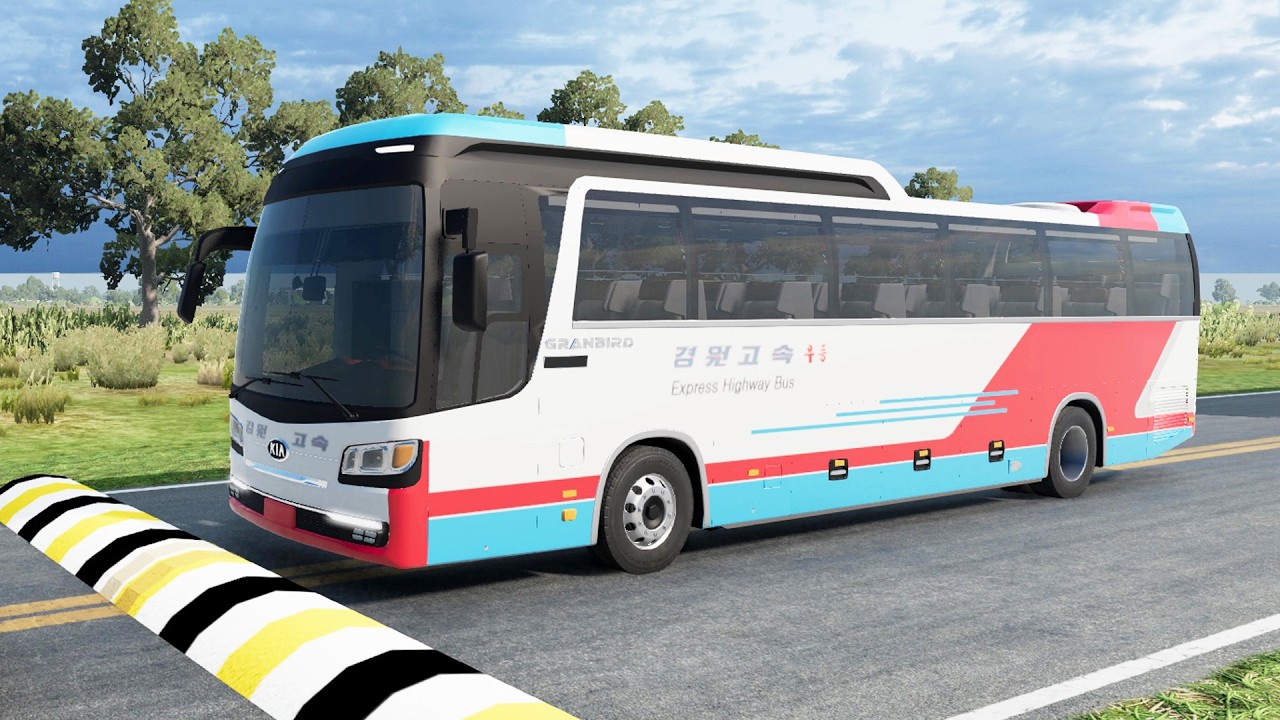SCHOOL BUS, LONG BUS And TRUCKS Vs MASSIVE SPEED BUMPS - BeamNG.Drive