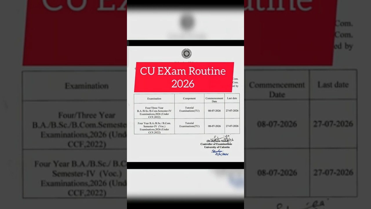 CU 4th Semester Exam Routine 2026 | CU 2nd semester exam routine